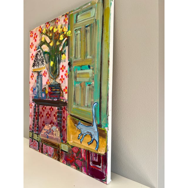 Boho Chic Cat Painting "Looking for Mischief" by Shann Spishak For Sale - Image 3 of 5