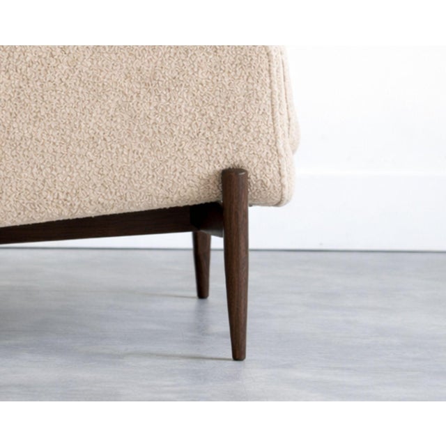Mid-Century Modern Set of MCM Sculptural Walnut Tripod Lounge Chairs in Bouclé, C. 1950s For Sale - Image 3 of 8