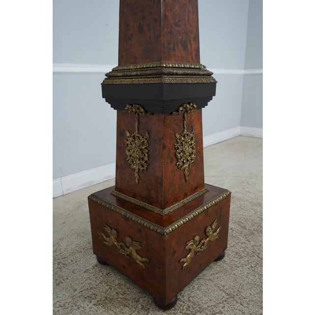 Brown Pair Burl Walnut French Empire Obelisks For Sale - Image 8 of 10