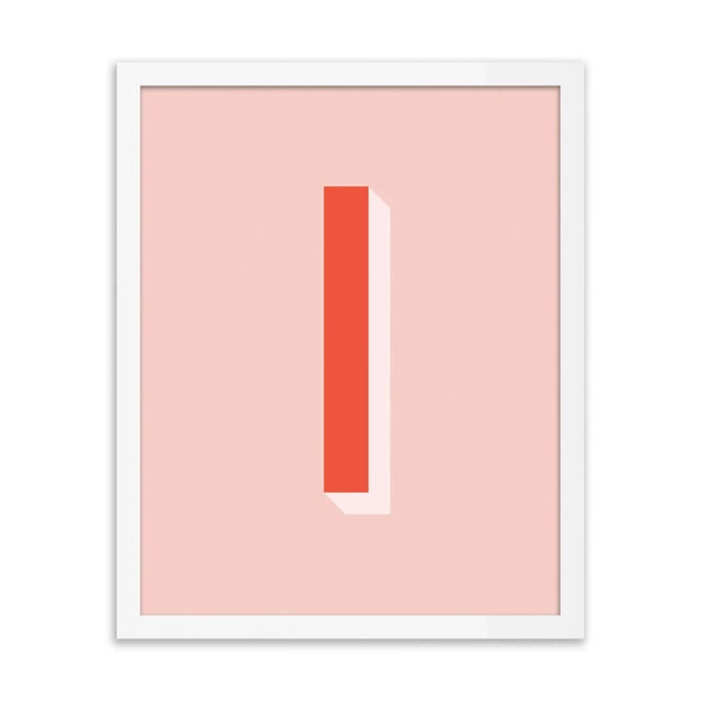 Alphabet Series in Pink, Letter I by Pencil & Paper in White Frame, XS Art Print For Sale