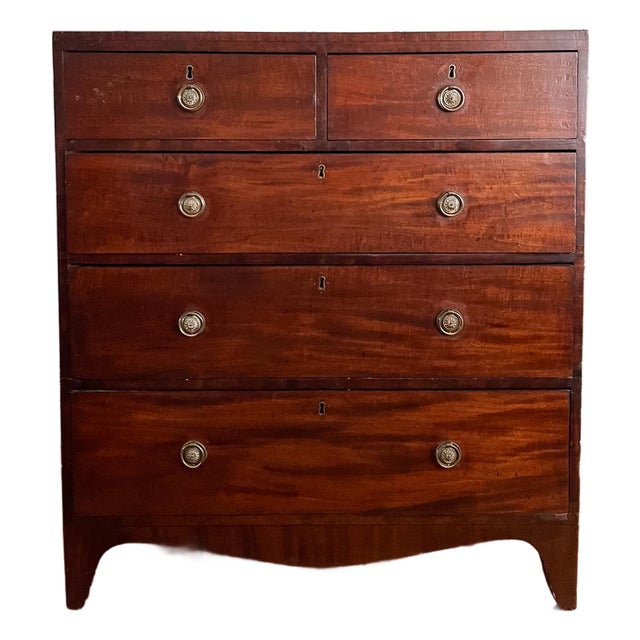 Early 1800s Antique British Neoclassical Mahogany Chest of Drawers For Sale
