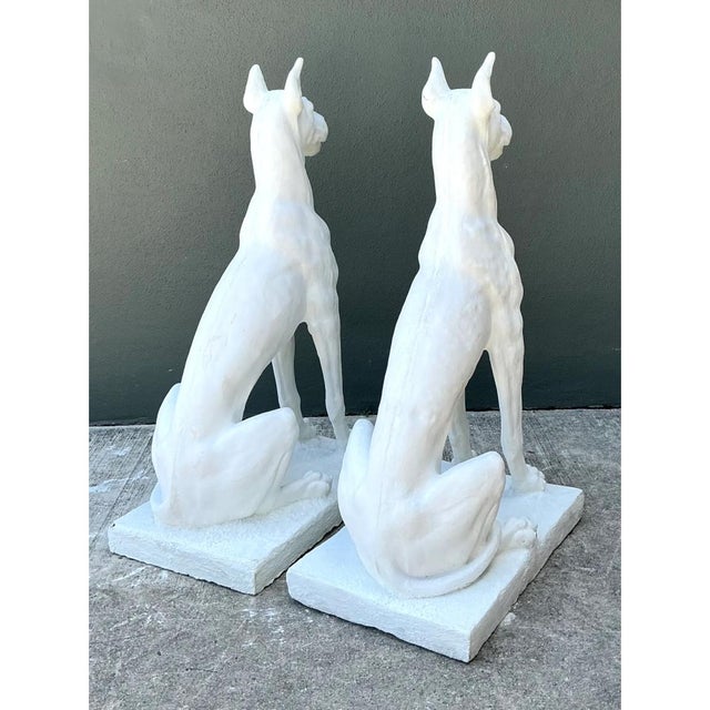 Vintage Solid Cast Cement Great Dane Statues - A Pair For Sale - Image 10 of 13