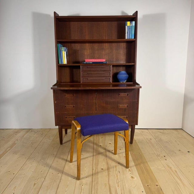 Teak Bookcase with Pull-Out Desk – Danish Design from the 1960s