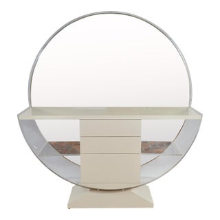 Mid 20th Century Art Deco Modernist Dressing Mirrored Vanity in the Style of H. Pander & Zonen For Sale