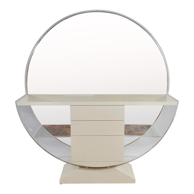 Mid 20th Century Art Deco Modernist Dressing Mirrored Vanity in the Style of H. Pander & Zonen For Sale