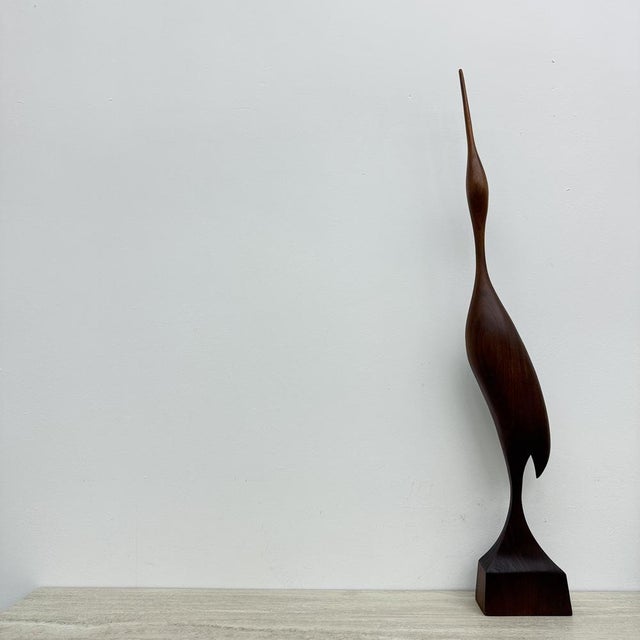 Mid-Century Teak Crane Figurine, 1960s For Sale - Image 16 of 18