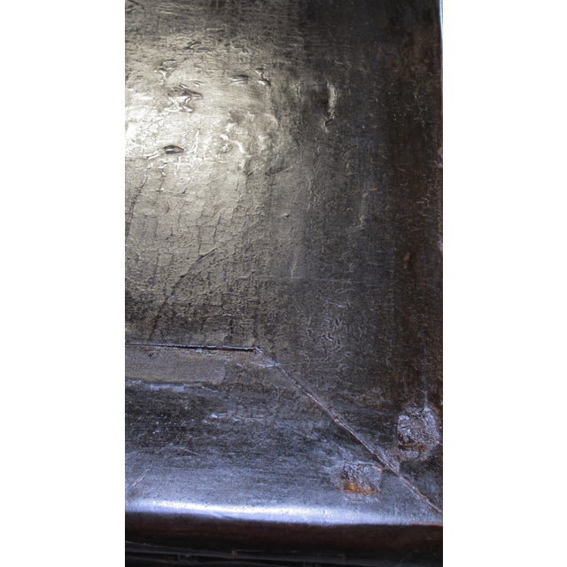 Wood Antique Square Lacquered Tea Table For Sale - Image 7 of 9