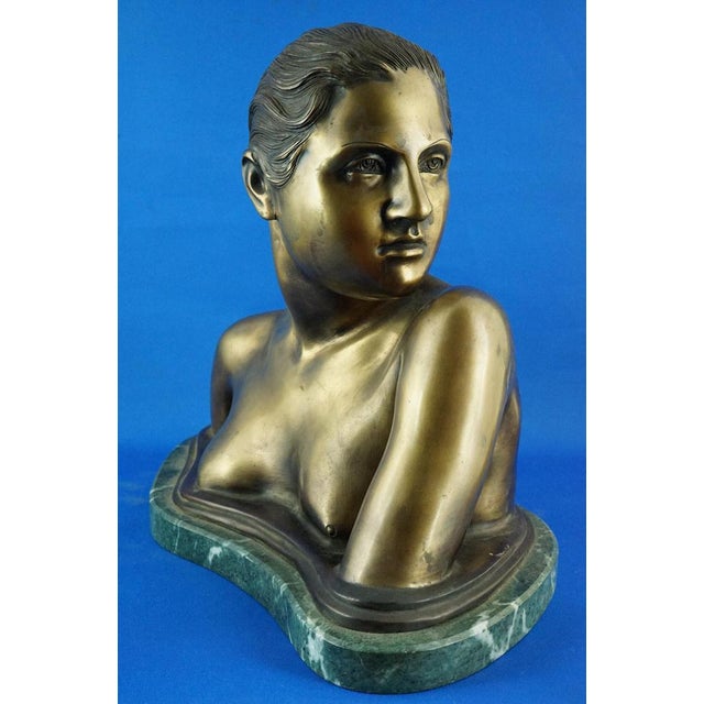 Vincenzo Gemito, Bust Sculpture of Nude Woman, 20th Century, Gilded Bronze For Sale - Image 3 of 18