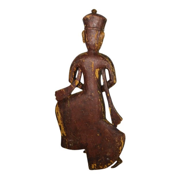 Wood Early 20th Century Antique Indonesian Hand-Carved and Hand-Painted Temple Statue For Sale - Image 7 of 10