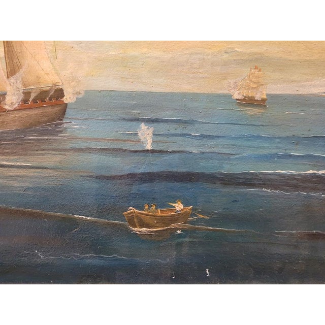 French Artist, Naval Battle, 1800s, Oil on Board, Framed For Sale - Image 5 of 14