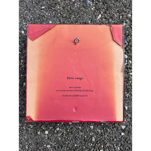 Red Paper Collage Mirror, 2000s For Sale - Image 8 of 8