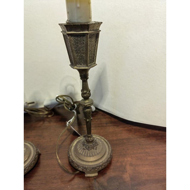 Empire Style Bedside Table Lamps in Parchment, Set of 2 For Sale - Image 9 of 16