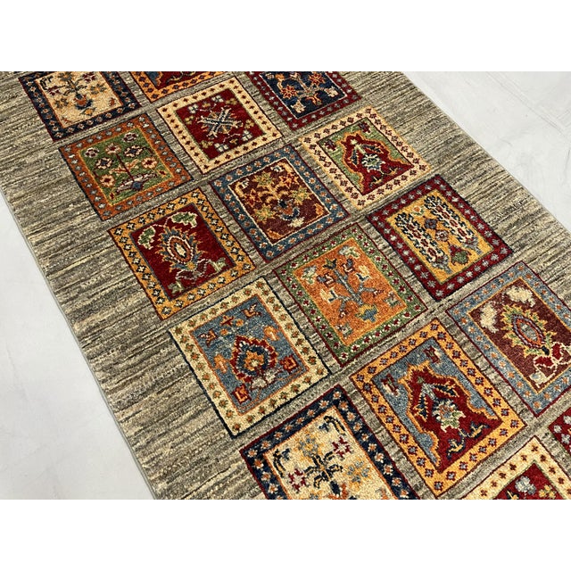 2000 - 2009 Sultani Wool Runner, Persian Bakhtiari Four Seasons Design, Gray, 2'8" X 7'11" For Sale - Image 5 of 13