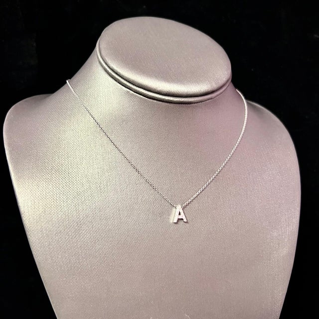 Diamond Letter "A" Pendant Necklace 18" 14k Gold 0.12 TCW Certified For Sale In New York - Image 6 of 12