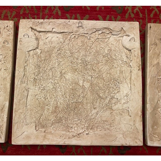 Vintage Plaster Botanical Bas Relief Wall Panels – Organic Modern | Set of 3 For Sale - Image 10 of 11