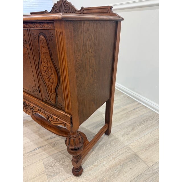 1960s Jacobean Revival Style Sideboard Buffet Credenza For Sale - Image 9 of 10