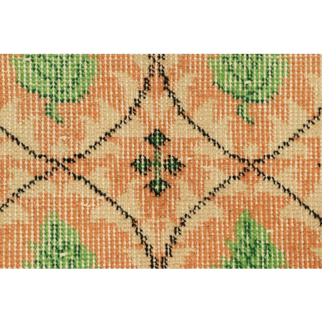 Mid-Century Modern Vintage Zeki Müren Runner in Peach With Green Floral Patterns From Rug & Kilim For Sale - Image 3 of 7