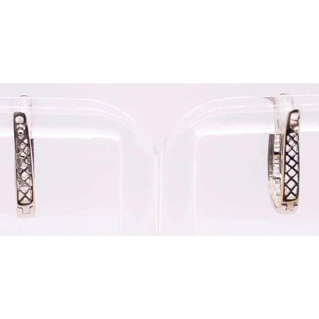 14 Karat White Gold Diamond Half Hoop Latch Back Earrings For Sale - Image 4 of 8