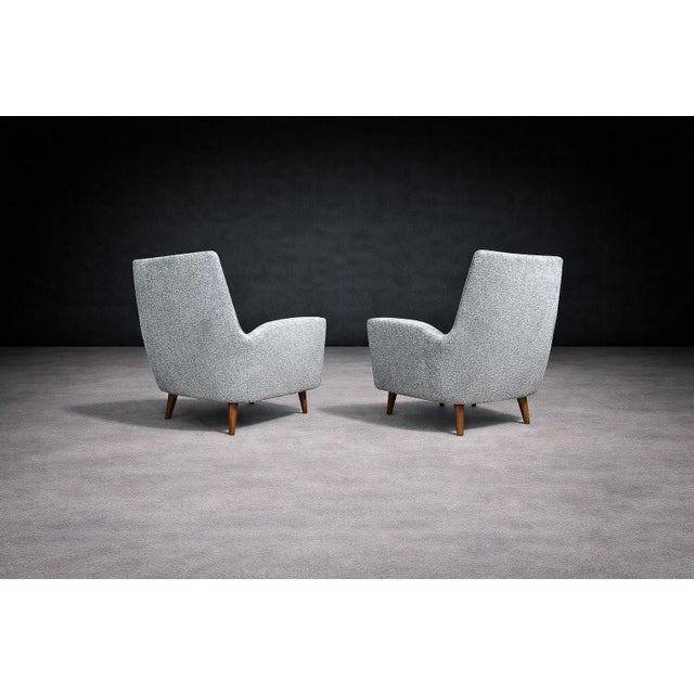 Pair of Armchairs in Hardwood & Light Blue Chenille, Giuseppe Scapinelli, 1950s For Sale In New York - Image 6 of 11