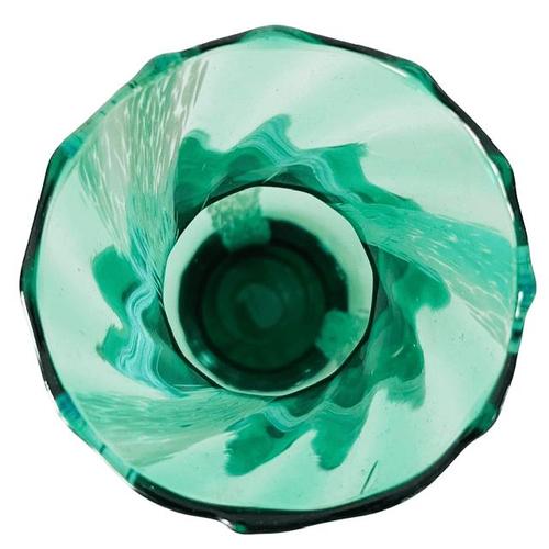 Mid-Century German Green and White Hand-Blown Glass Vase, 1960s For Sale - Image 6 of 8