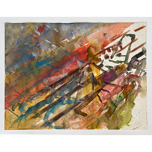 1990s Warren Fischer Abstract Watercolor Painting on Paper For Sale - Image 5 of 5