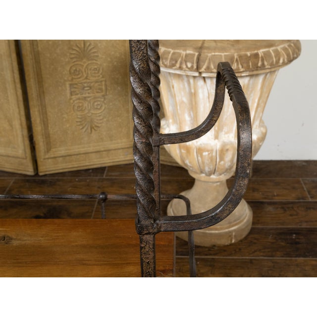 Mid-Century Modern American Midcentury Metal and Wood Two-Tiered Shelving Unit with Twisted Motifs For Sale - Image 3 of 12