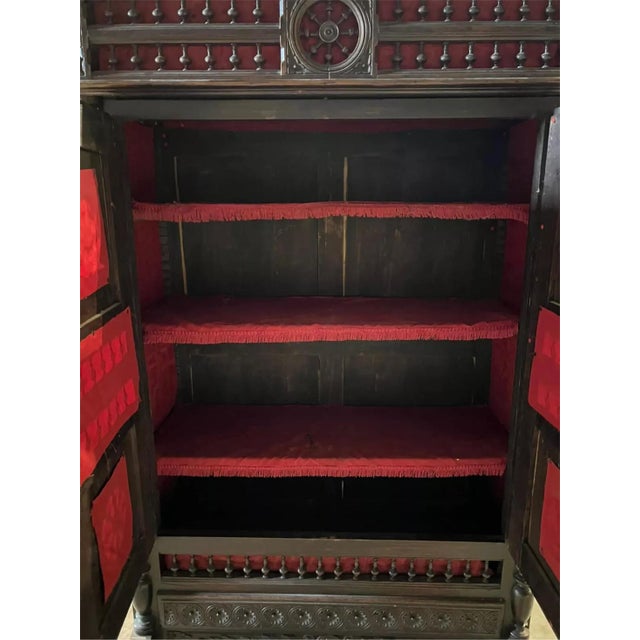 Absolutely Gorgeous 1800's Antique Carved, Shelves, Red Interior., French Breton Bookcase! Antique Bookcase, Breton,...