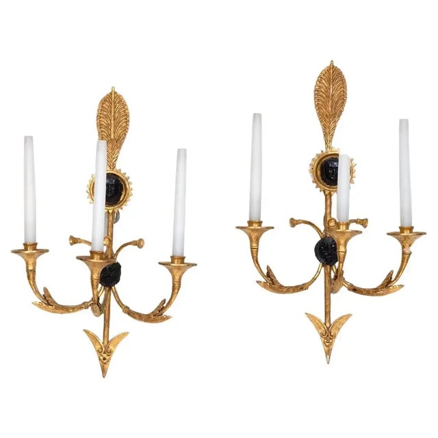 Gold Pair of 19th Century Giltwood and Iron Swedish Neoclassical Sconces For Sale - Image 8 of 8