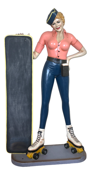 Car Hop, Waitress Statue with Chalkboard Menu, 1978, Fiberglass and Wood