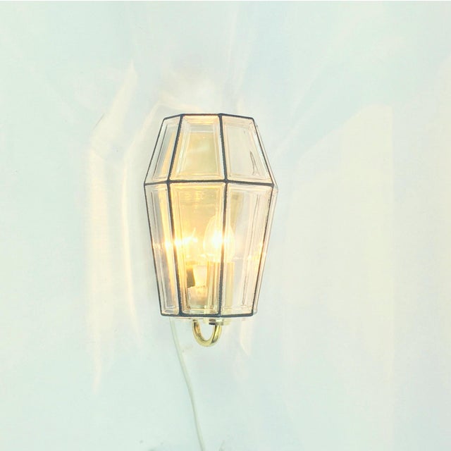 Mid-Century Modern Glass and Brass Wall Lamps from Limburg, Germany, 1960s, Set of 4 For Sale - Image 4 of 9