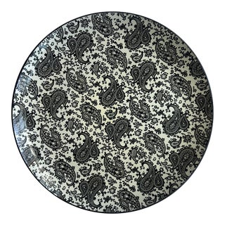 Vintage Black, Gray, and Ivory Paisley Tray For Sale