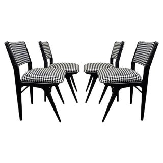 Danish Black Lacquered Chairs, 1960s, Set of 4 For Sale