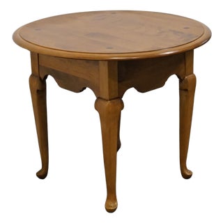Ethan Allen Heirloom Nutmeg Maple Colonial Early American 28" Round Accent End Table 10-8036 For Sale