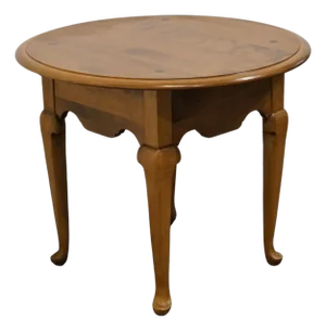 Ethan Allen Heirloom Nutmeg Maple Colonial Early American 28" Round Accent End Table 10-8036