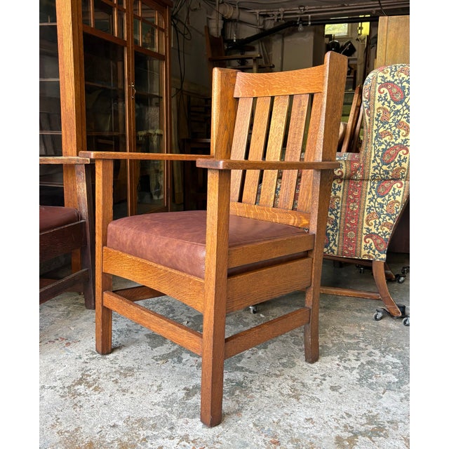1910s Stickley Era Mission Oak Lounge Chair For Sale - Image 10 of 11