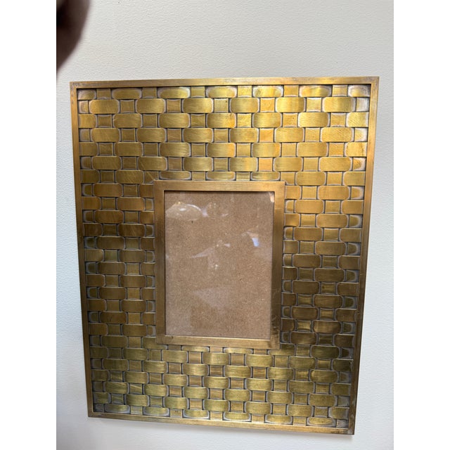 Modern Brass Wall Picture Frame With Woven Pattern For Sale - Image 3 of 7