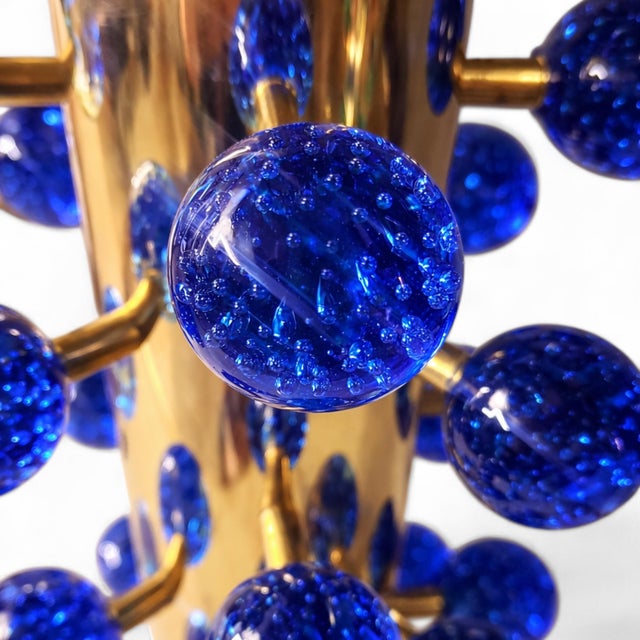 Italian Table Lamps in Brass and Blue Murano Glass from Justfurnituress SRL, Set of 2 For Sale - Image 10 of 11