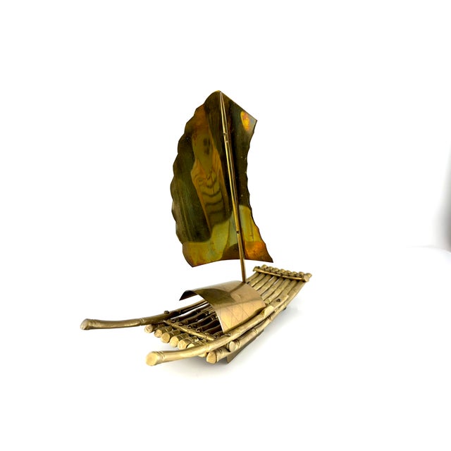 Mid-Century Brass Asian-Style Sailboat For Sale - Image 4 of 12