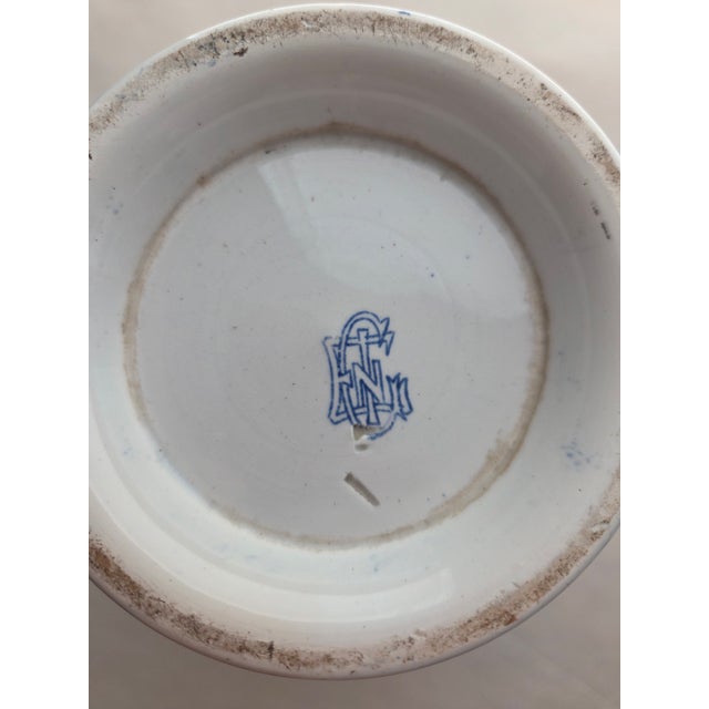 Late 19th Century Late 19th Century French Gien Faïence Blue and White Pitcher For Sale - Image 5 of 5