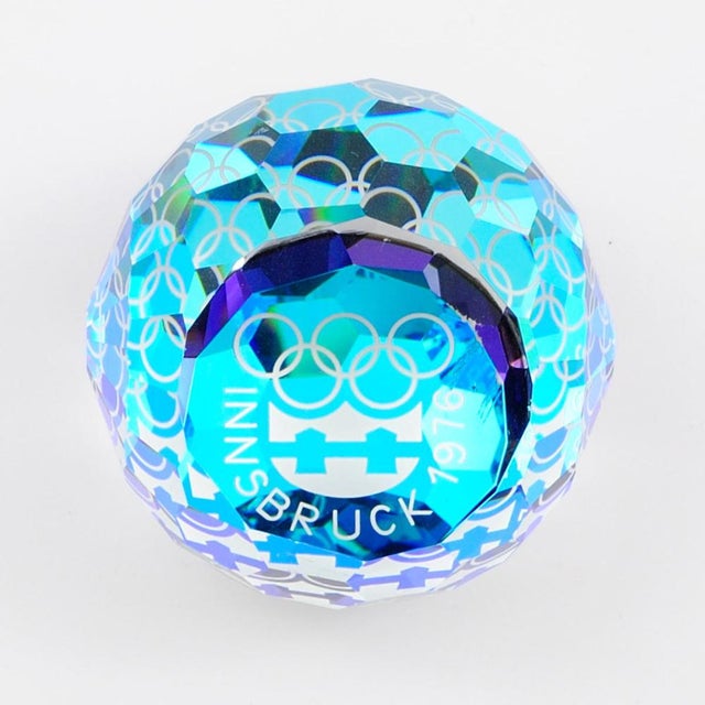 Glass Winter Olympics Paperweight from Swarovski, 1976 For Sale - Image 7 of 9