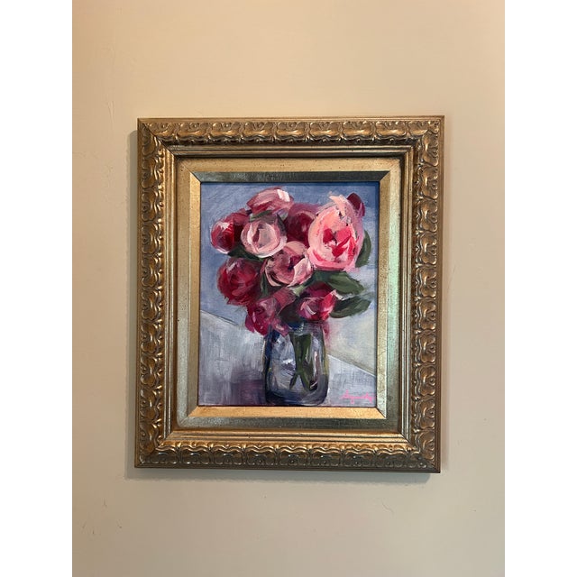 Contemporary Impressionist Style Floral Still Life Painting, Signed For Sale - Image 4 of 10
