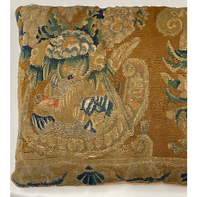 Textile 18th Century Brussels Wool Tapestry Fragment Pillows - A Pair - For Sale - Image 7 of 9