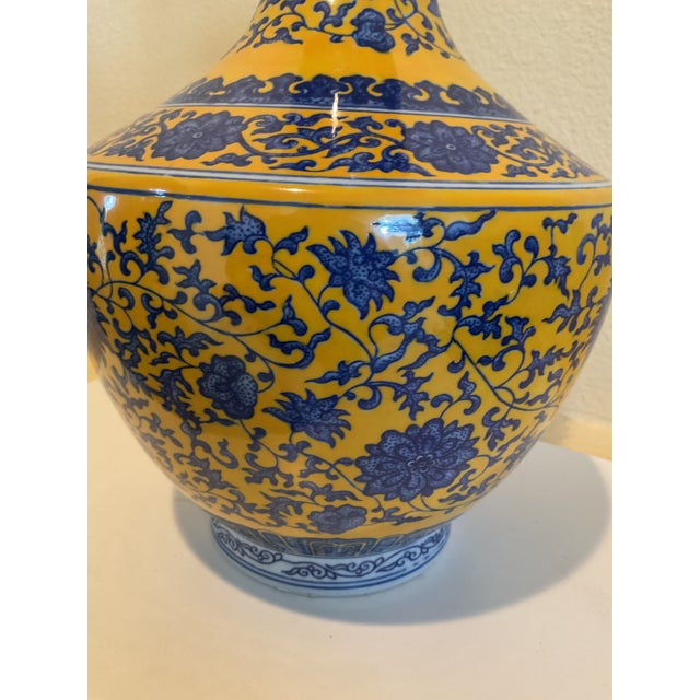 Vintage Chinese Porcelain Mustard-Yellow Glazed Vase For Sale - Image 12 of 12
