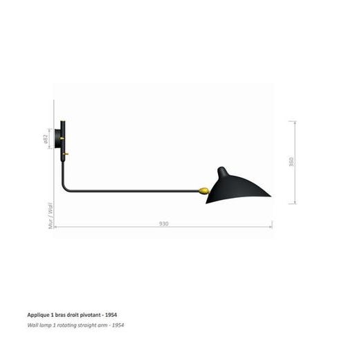 Wall lamp model "one rotating stright arm wall lamp" designed by serge mouille in 1954. Manufactured by editions serge...