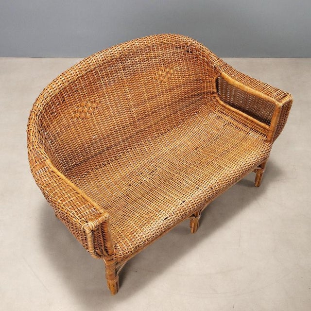 Wood Wicker and Bamboo Sofa, 1950s For Sale - Image 7 of 11
