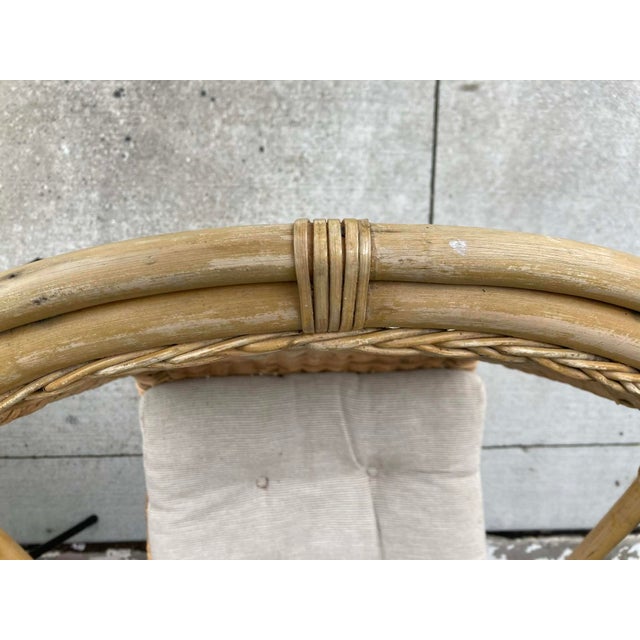 Mid-Century Modern Rattan & Wrought Iron Basket Hoop Chairs (Pair) For Sale - Image 13 of 15