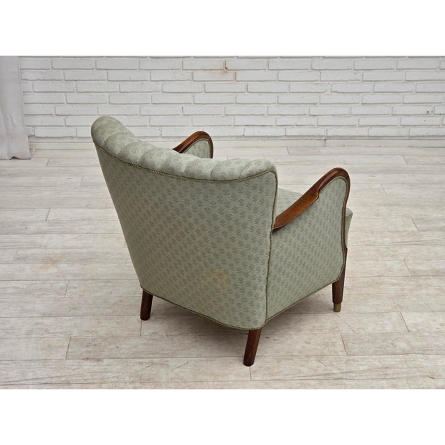 Blue Danish Armchair in Light Blue Furniture Fabric and Beech Wood, 1960s For Sale - Image 8 of 15