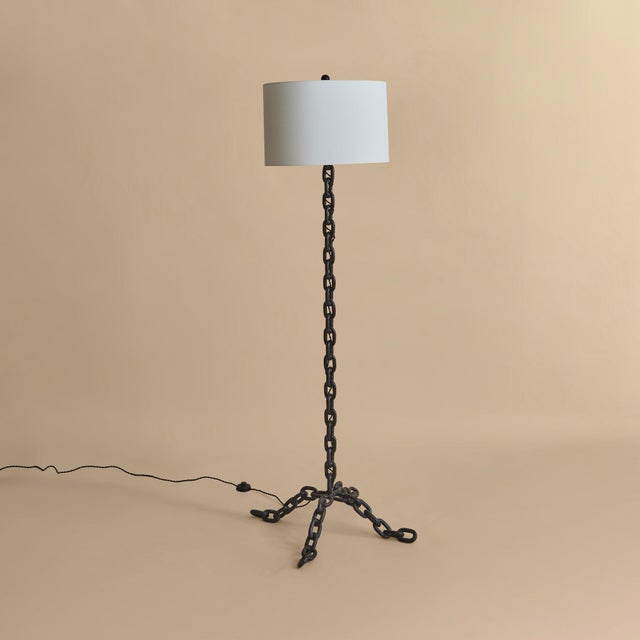 French Iron Chain Floor Lamp, 1960s For Sale - Image 4 of 12