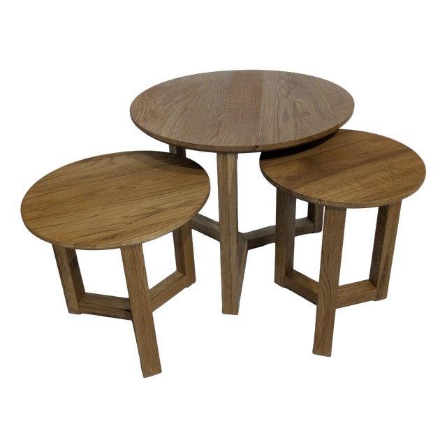 Scandinavian Flow Coffee Tables in Oak, 1970, Set of 3 For Sale