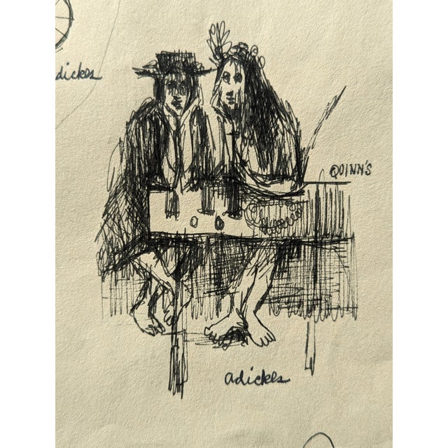 Modern David Adickes Double Sided Early Modern Black & White Figurative Pencil Drawing Study of Doris, Mid 20th Century For Sale - Image 3 of 11